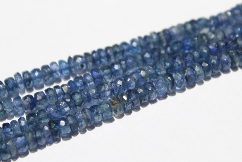 15 Inch Natural Kyanite Beads Gemstone Natural Kyanite faceted Roundelle Beads Size 4 mm