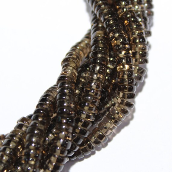 Smoky topaz Plain tyre beads Smoky topaz Plain tyre beads