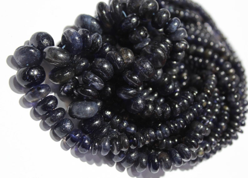 Iolite Plain Rondelle Beads Smooth Rondelle Beads 18 Inch Strand 5 to 14 mm Beads