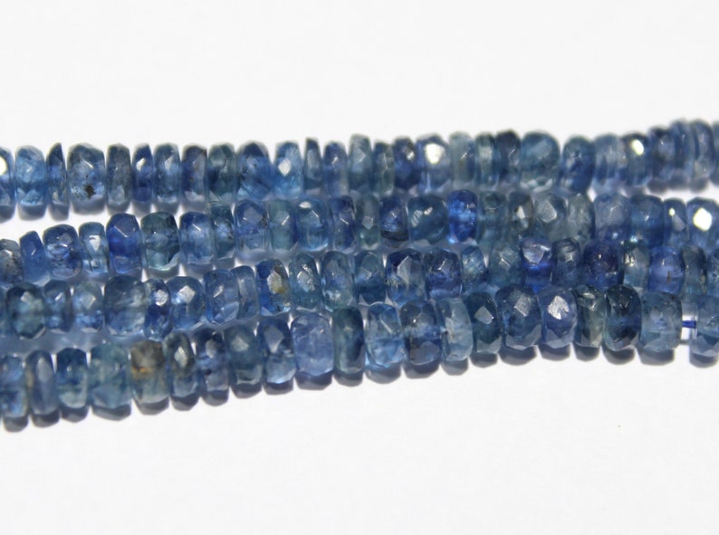 15 Inch Natural Kyanite Beads Gemstone Natural Kyanite faceted Roundelle Beads Size 4 mm