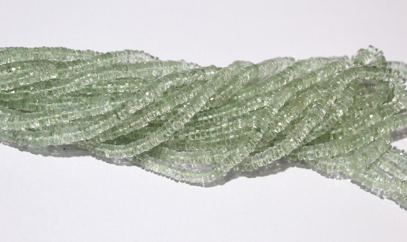 Green Amethyst Faceted Tyre Beads,Natural Green Amethyst Faceted Heishi Tyre Beads,Natural Green Amethyst Wheel Shape Beads,6mm 16 Strand