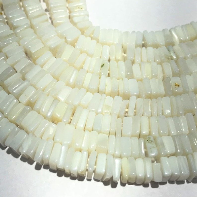 White Opal Heishi Beads,Natural White Opal Smooth Plain Heishi Square Beads,Natural White Opal Heishi Beads,Size 4.5mm to 5mm 16 Inch Strand