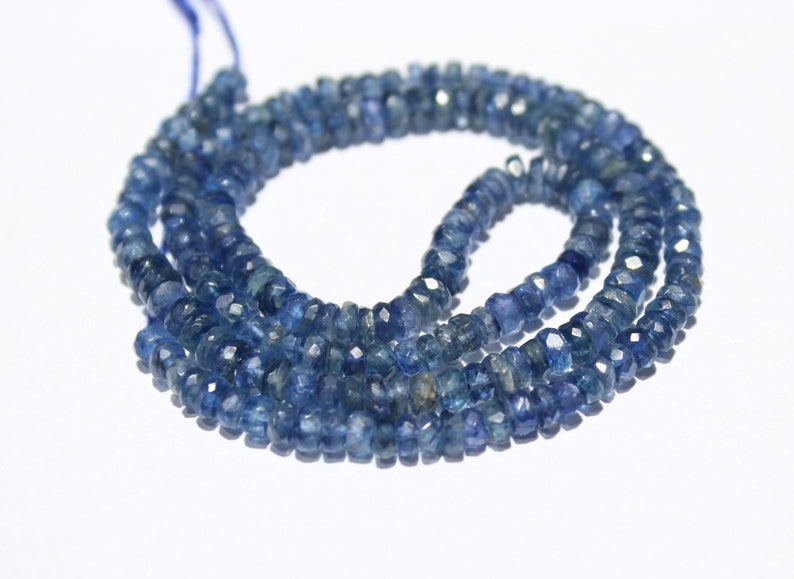 15 Inch Natural Kyanite Beads Gemstone Natural Kyanite faceted Roundelle Beads Size 4 mm