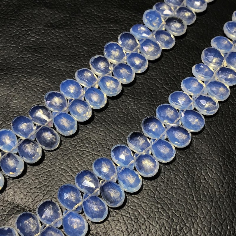 9/'Inch Size Sky Opalite Color Quartz In Cheap Price AAA Quality Opalite Quartz Gemstone Faceted Almond Shape Briolette Beads Size 7 to10 MM