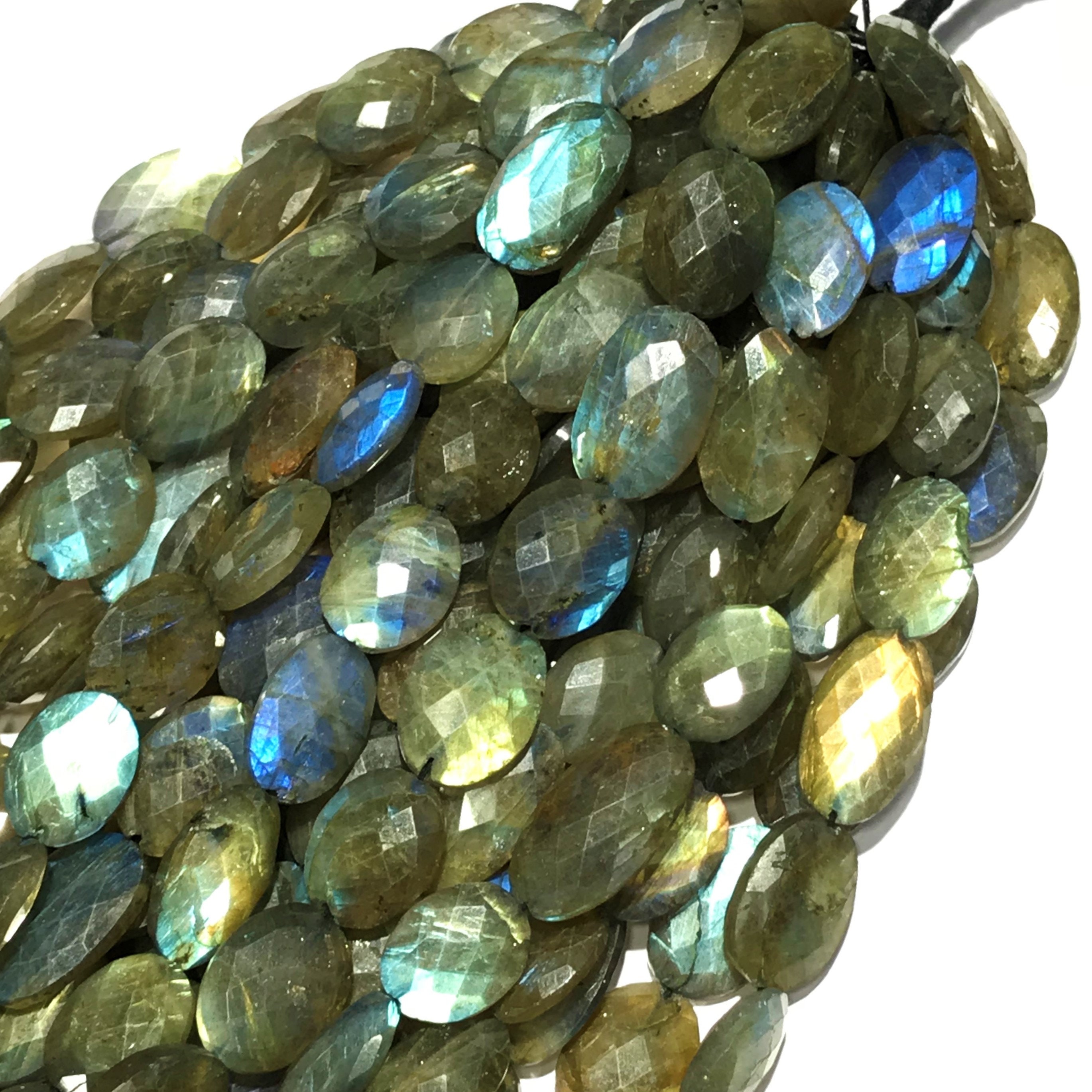 Labradorite Faceted Oval Shape Beads Blue Flashy Labradorite Etsy