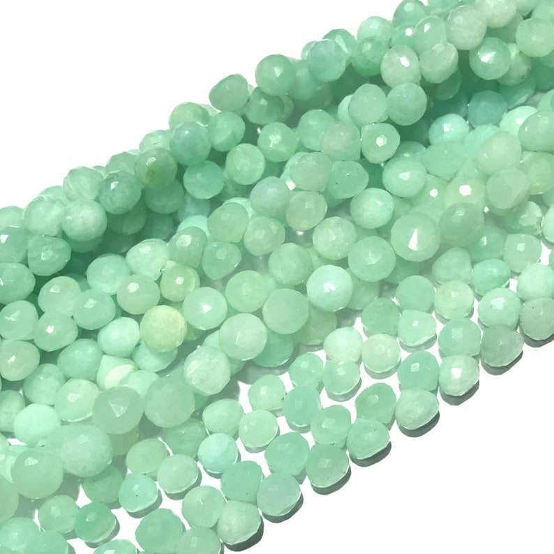 50/% Off Amazonite Beads Onion Shape 7.5 to 8.5 mm Natural Amazonite Onion Shape Beads Faceted Loose Amazonite Gemstone Beads Full 8 Strand