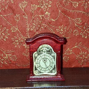 2&quot; Miniature Dollhouse Wood Wooden Mantel Mantle Clock 1:12