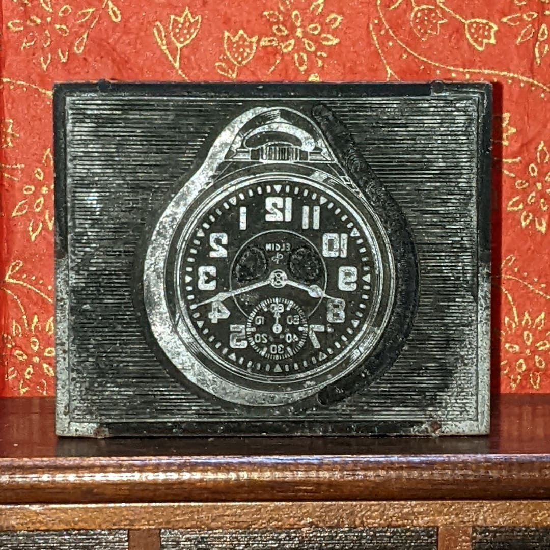 App. 3 Vintage Wood Alarm Clock Watch Ink Stamp Etsy