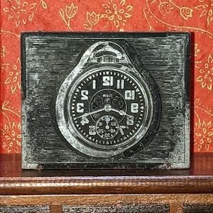 Ca. 3 &quot;Vintage Holz Wecker Uhr Ink Stamp