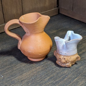 2.25&quot; Miniature Terracotta Pitcher and 1.5&quot; Head Vase Chef