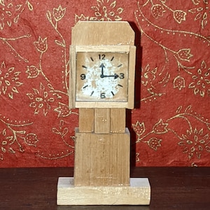 3.25&quot; Miniature Dollhouse Light Wood Wooden Mantel Mantle Clock 1:12