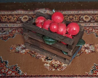 Large Dollhouse Miniature Apple Crate with Apples General Store Farm 1:12