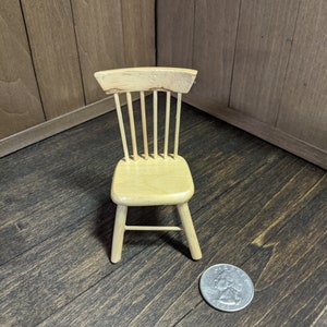 Dollhouse Miniature Pine Kitchen Furniture dining Side Chair Two 1:12