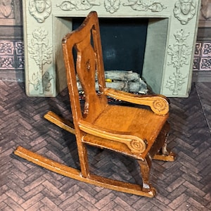 Dollhouse Miniature Wooden Rocking Chair Rocker No. 2 1:12