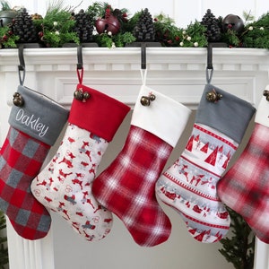 Ein (1) Flanell-Weihnachtsstrumpf, personalisierter Weihnachtsstrumpf, Bauernhaus-Weihnachtsstrümpfe, Familien-Weihnachtsstrümpfe