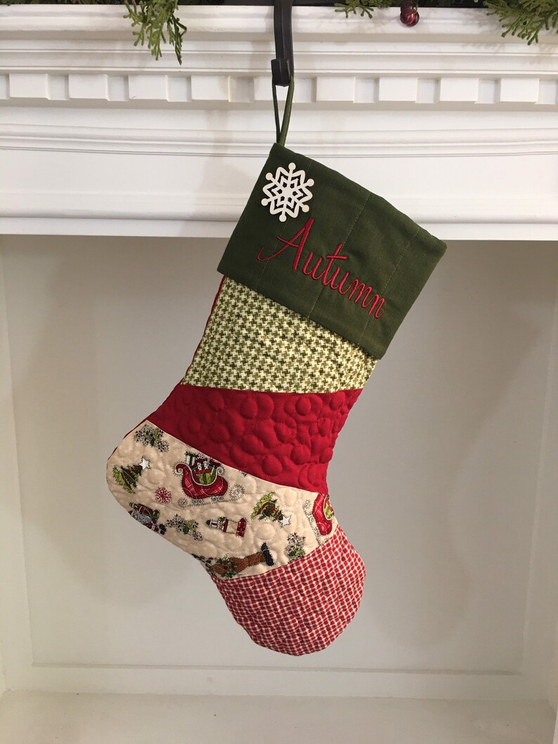 One 1 Single Quilted Christmas Stocking Country Christmas | Etsy