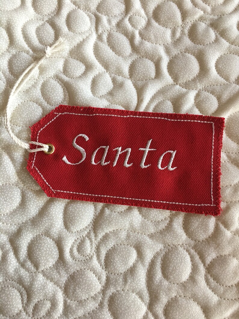 Embroidered Name Tag Embroidered Christmas Stocking Tag Etsy
