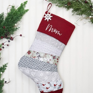 Personalized Quilted Christmas Stocking: Farmhouse Decor