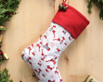 Meia de Natal de flanela com estampa de rena: Punho personalizado