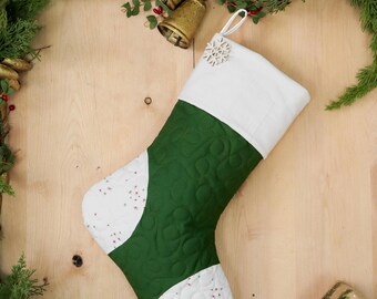 Personalized Quilted Christmas Stocking: Farmhouse Country Decor