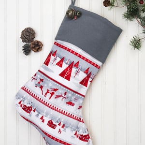Flannel Christmas Stocking, Reindeer Flannel Christmas Stocking, Farmhouse Christmas Stocking, Family Christmas Stockings, Plaid Christmas