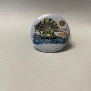 Dinosaur Art Print Pin Button Badge
