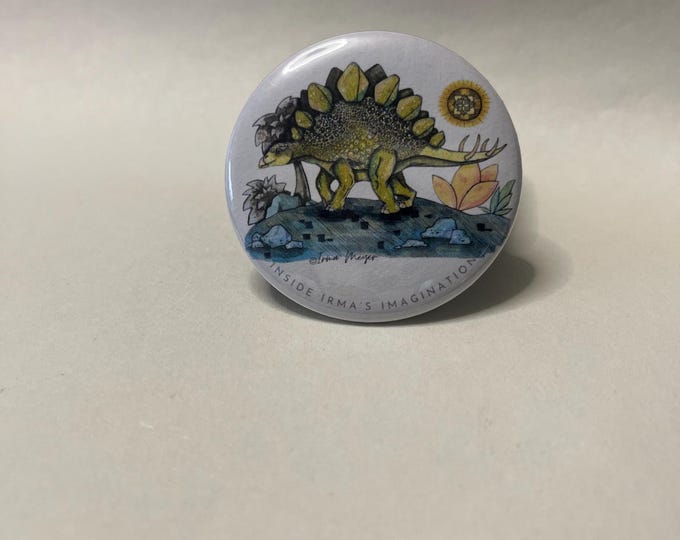 Dinosaur Art Print Pin Button Badge