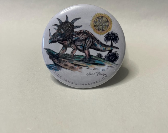 Dinosaur Art Print Button Magnet