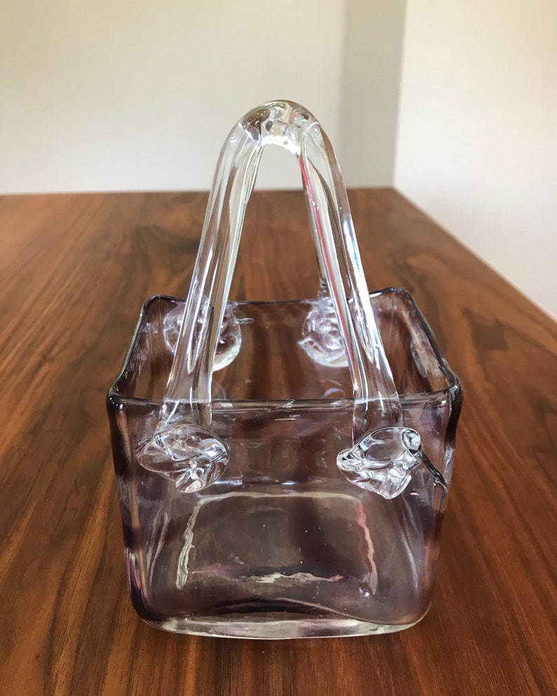 Vintage HAND BLOWN GLASS Purse Decor with Purple Accents Etsy