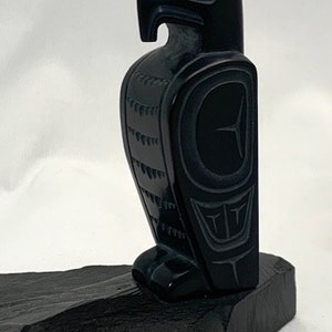 Northwest Coast Native Indian Art Haida Argillite Eagle carving Indigenous First Nations Sculpture