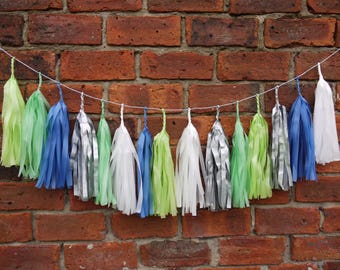 Large tassels-Mint,Lime,Cerulean,White,Silver~ OPHELIA ~Mother's Day,Bridal shower~Earth tones~Nature inspired~Garden party~Home&party decor