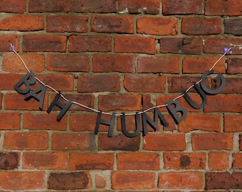 Bah Humbug Black Letter Banner - Anti Christmas Garland