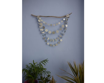 SILVER Wall hanging - handmade multi-strand garland - Wedding Chair decoration - paper garland Silver paper - metallic paper garland