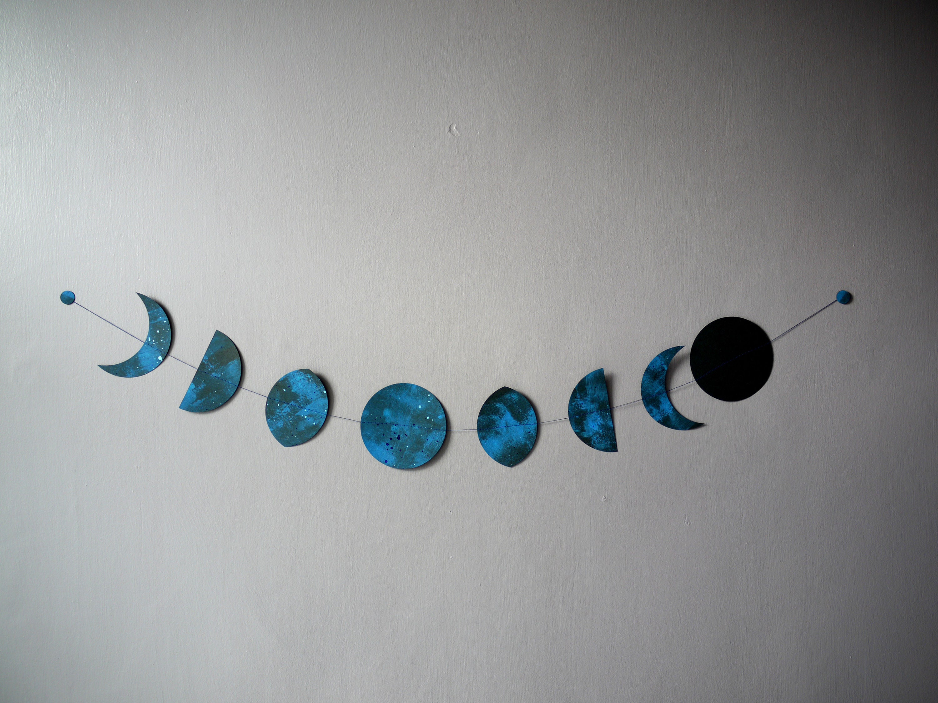 Bright Blue Moon Phase Wall Hanging for Nursery