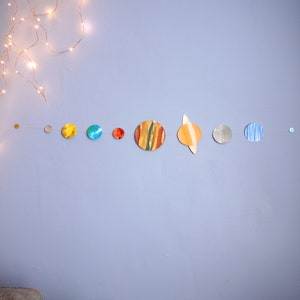 SONNENsystem Wandbehang - Handgemalter Originalhimmel - Minimal Wohndekor - Bunt Wohndekor - Galaxy Girlande Planeten Wandkunst