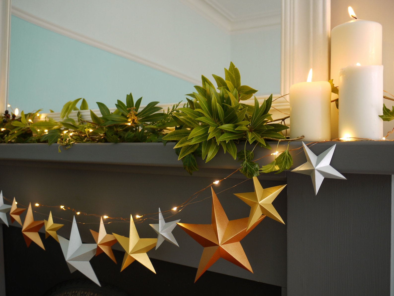 diy metalic star garland