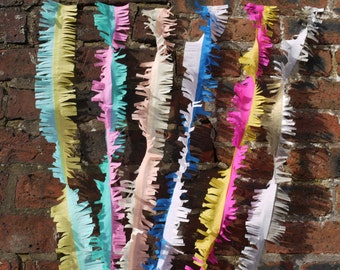 STREAMERS! Eco alternative paper tinsel - Hand fringed two-tone garlands - Paper wedding & party decor-Delysia,Jem,Lorelai,Ophelia,Ragnar