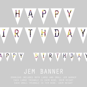 HAPPY BIRTHDAY printable download paint effect banners, JEM, 2 sizes of banner per download / Birthday party celebrations, instant download image 10