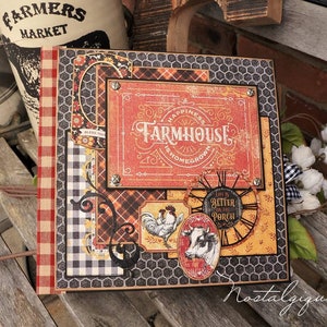 Tutorial sull'album Album di famiglia Tutorial sull'album della fattoria - Grafica 45 - Tutorial sul mini album, mini album 9" x 8,5" Mini album PDF Tutorial