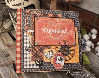 Farmhouse - Graphic 45- Mini Album Tutorial, Mini Album 9"  x 8.5"  Mini Album PDF Tutorial