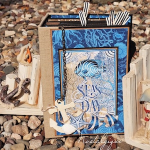 Ocean Blue - Graphic 45- Mini Album Tutorial, Summer Mini Album 6.25&quot;  x 9&quot;  Mini Album PDF Tutorial