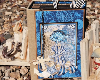 Ocean Blue - Graphic 45- Mini Album Tutorial, Summer Mini Album 6.25&quot;  x 9&quot;  Mini Album PDF Tutorial