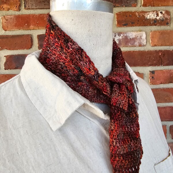 Crochet scarf skinny crochet scarf narrow scarf crochet neck wrap narrow scarf merino fancy scarf brown shades Scarf hand dyed yarn