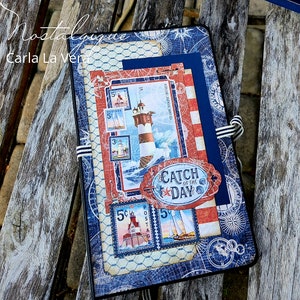 Summer mini album, Summer Slim Album, Handmade mini album, handmade phot album, Premade Summer Album, fishing travel album,