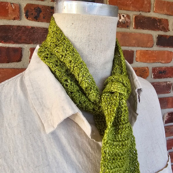 Crochet scarf skinny crochet scarf narrow scarf crochet neck wrap narrow scarf merino fancy scarf Green Scarf hand dyed yarn