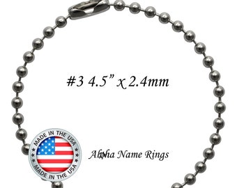 Made in USA 4.5" MilSpec T304 Grade Stainless Steel Ball Chain For Key Chains. Price Break Alert!! Buy More & Save More! .99c Shipping!!