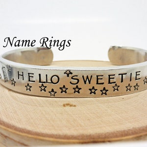 Custom - HELLO SWEETIE - Dr. Who inspired Aluminum Bracelet