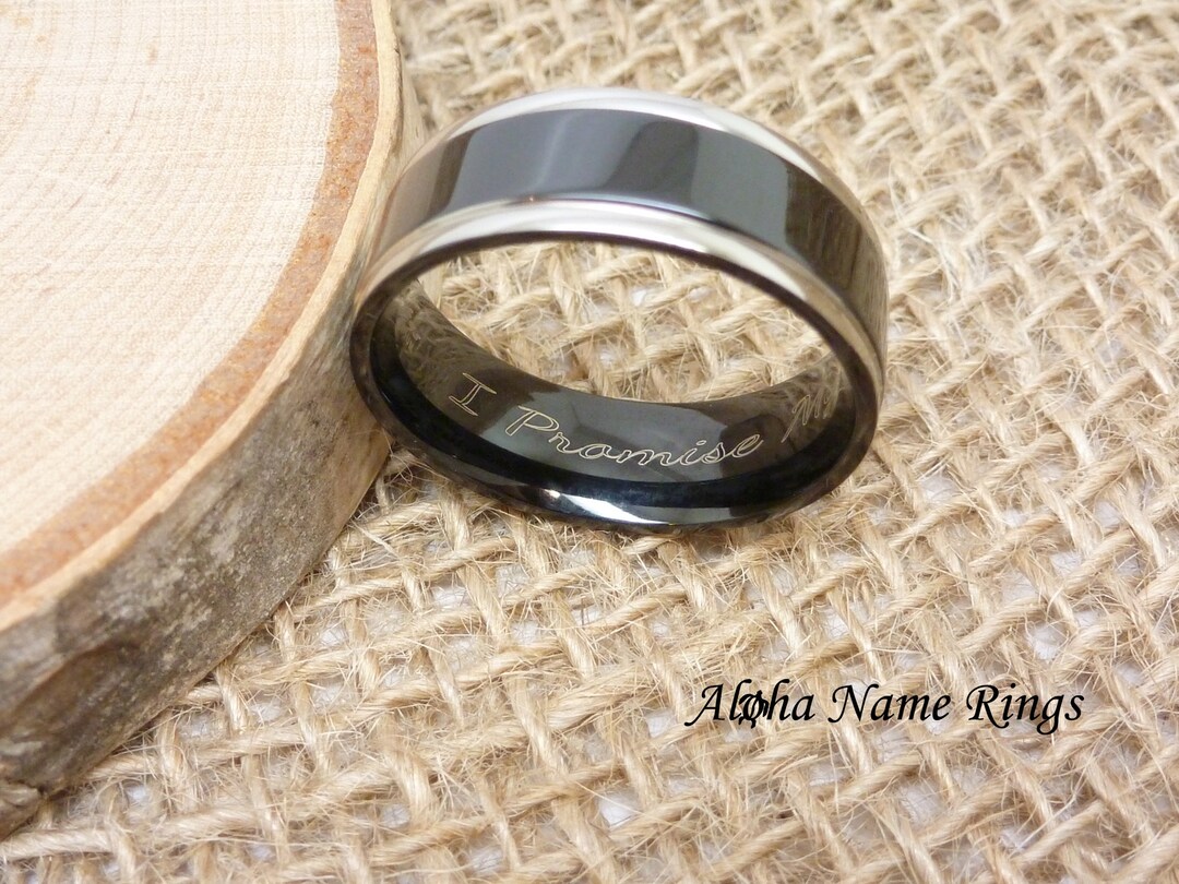2 Tone Solid Titanium Ring Personalized Promise Ring Friendship Ring