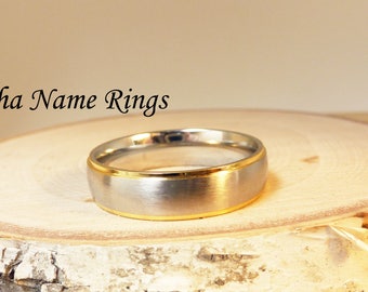 Stainless Steel and Gold Promise Ring - Wedding Band Optional LASER Engraving Available ANR-171