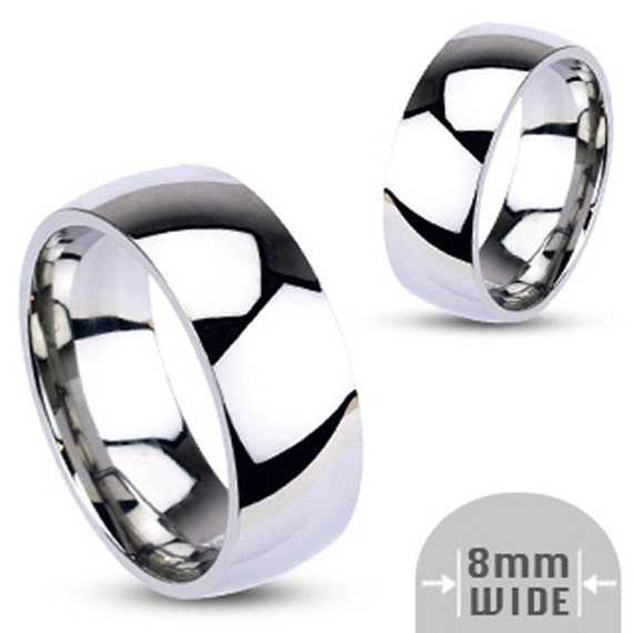 Stainless Steel XXL Ring For Men 8mm Wide Promise Ring Optional LASER Engraving Available ANR-R001-8
